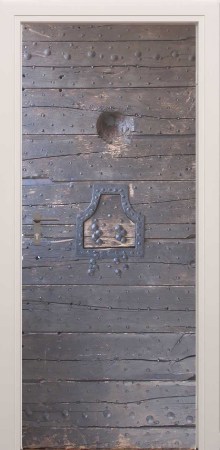 XL deursticker gevangenisdeur middeleeuwen